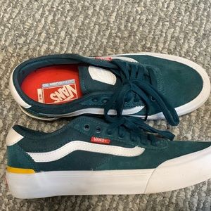 vans size 7.5 mens 9 womens suede green blue shoes